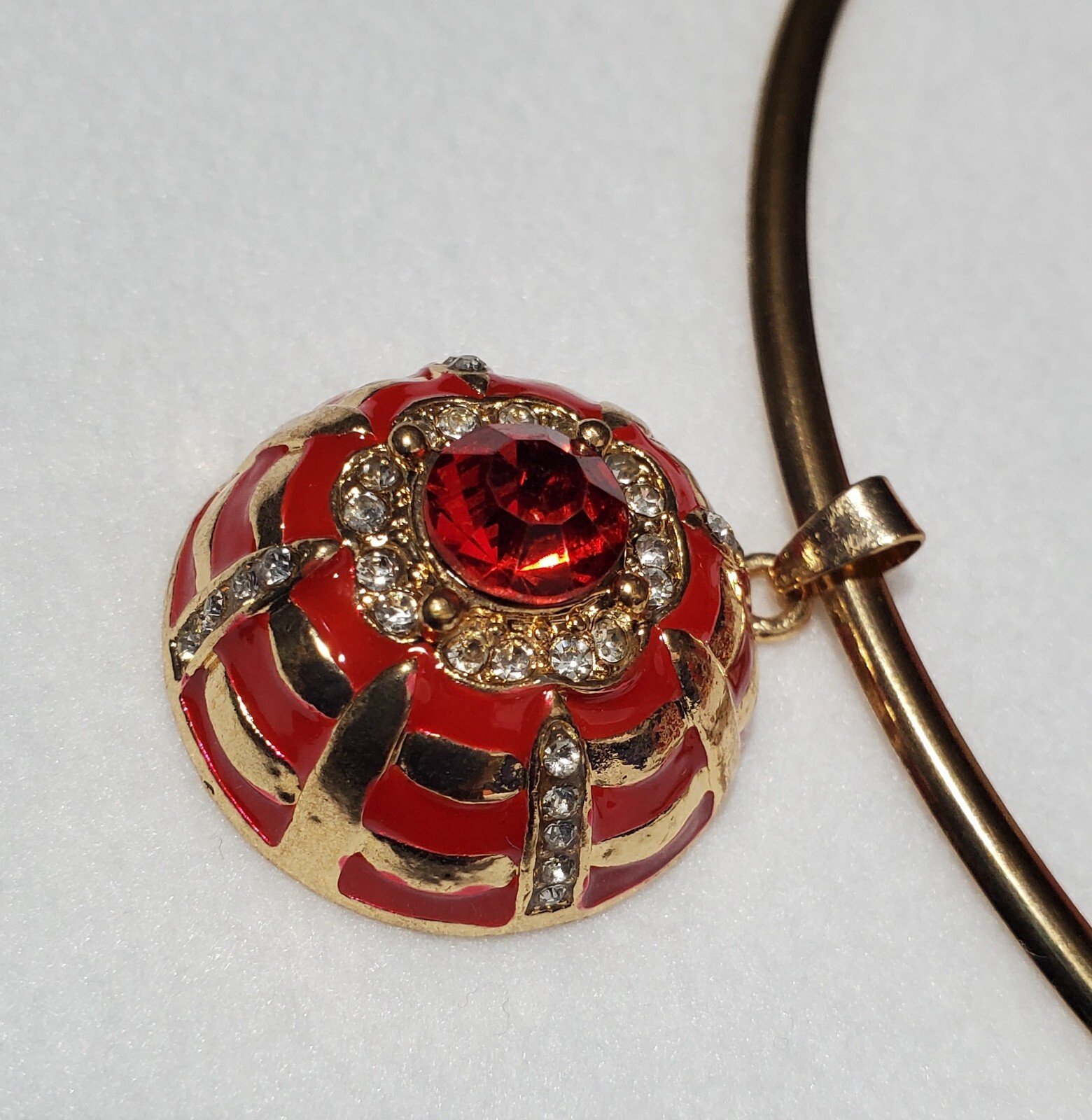 Red & Gold 4 Piece Choker Jewelry Set W/Yag Diamonds Glossy Elegant