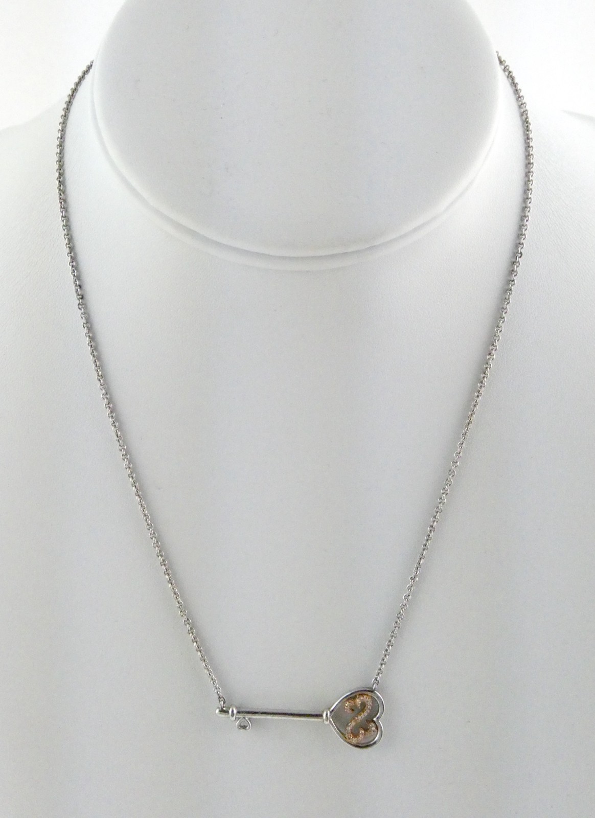 Jane Seymour Open Heart Sterling Silver 10k Natural Diamond Key Pendant Necklace