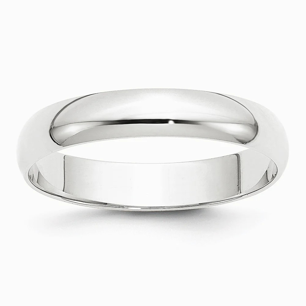 10K White Gold 10KW 4mm LTW Half Round Band Size 10