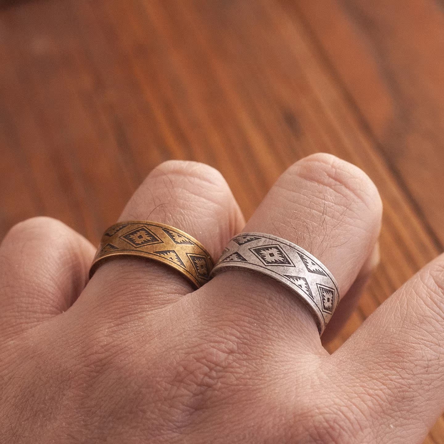 NIGHT WORKS Guardian of Home Retro Navajo Ethnic Thunderbird Totem Ring Men’s