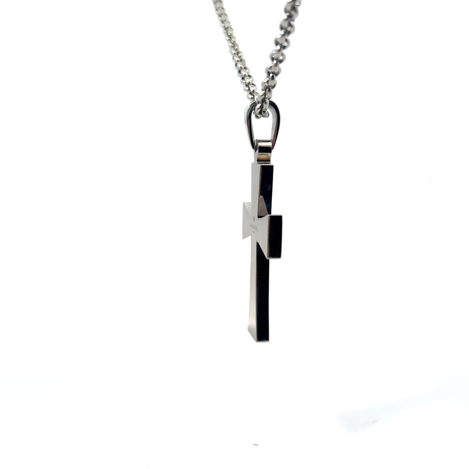 Stainless Steel & Black Resin Inlay Cross 1″ X 2″ Pendant