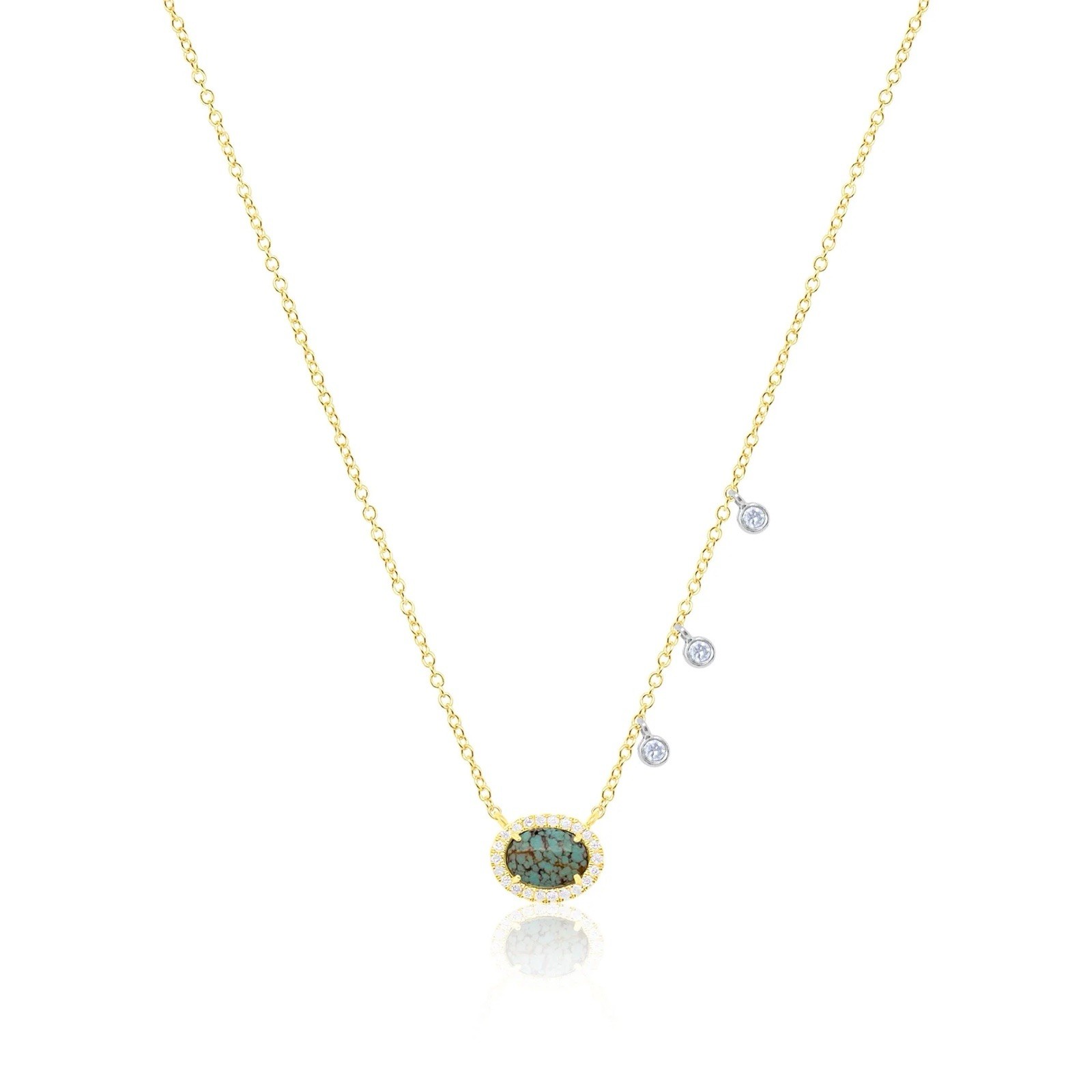 Meira T diamond turquoise pendant chain yellow silver pendant Necklace 16-18”New
