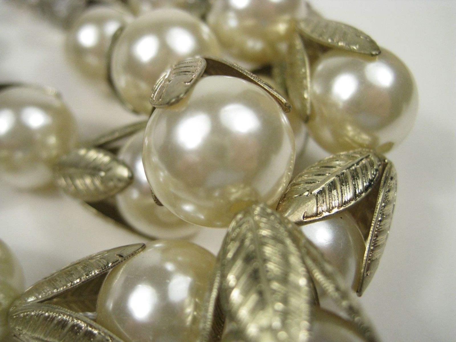 Lydell NYC Simulated Pearl Plastic Bib Necklace Gold Tone Multi Strand Statement