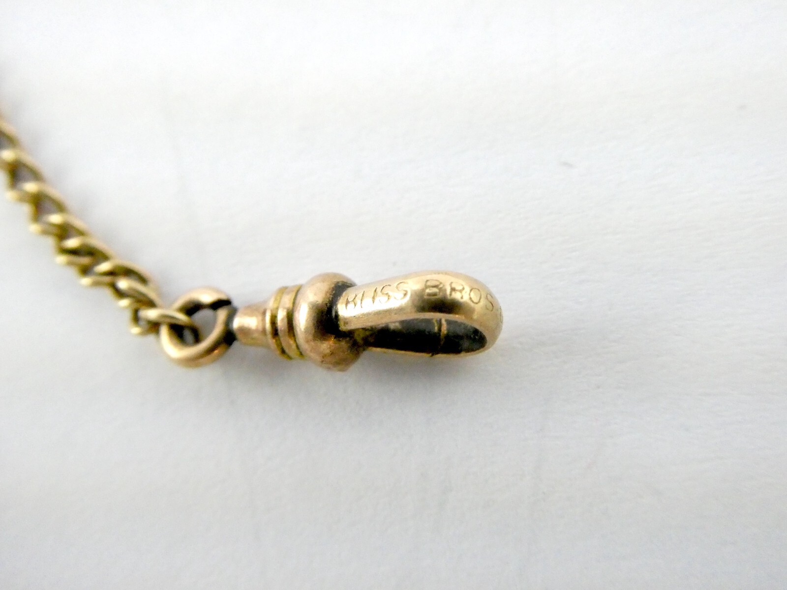 Antique Bliss Bros Vest Pocket Watch Fob Chain with Dog Swivel Clip 6.2g