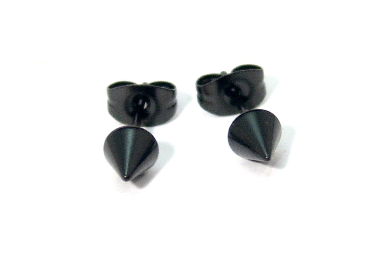 Spike Earrings Select PVD Gold Silver or Black Hypoallergenic Surgical Steel