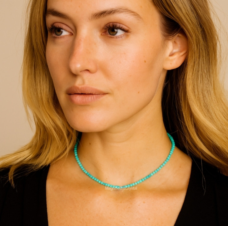 3mm Amazonite Choker Bead Dainty Princess Necklace Healing Energy Birthday Gifts
