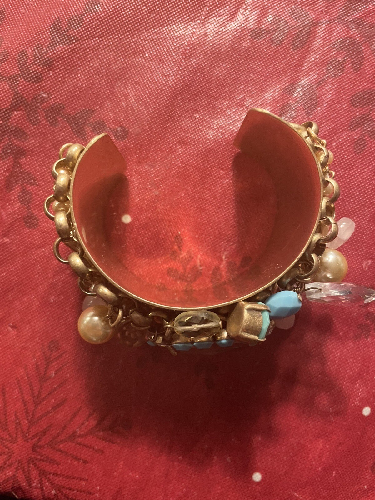 Bohemian CAROLEE GOLD TONE/GOLD CHAIN W/ BEADED CHARM CUFF BRACELET- JL97
