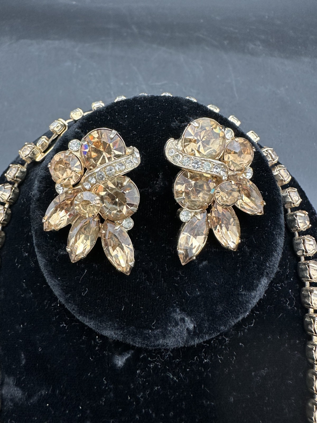Vintage 1940s-1950s EISENBERG Gold-tone Choker Necklace 3 Piece Set Jewelry