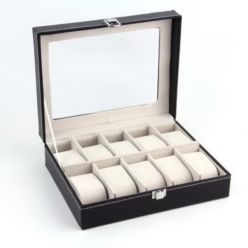 10 Compartments High-grade Leather Watch Collection Storage Box(US Sock)