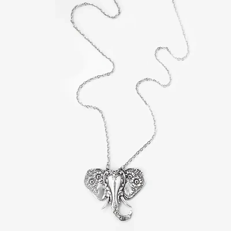 Elegant Elephant Bohemian Pendant Women Necklace Silver Plated New, Africa, Asia