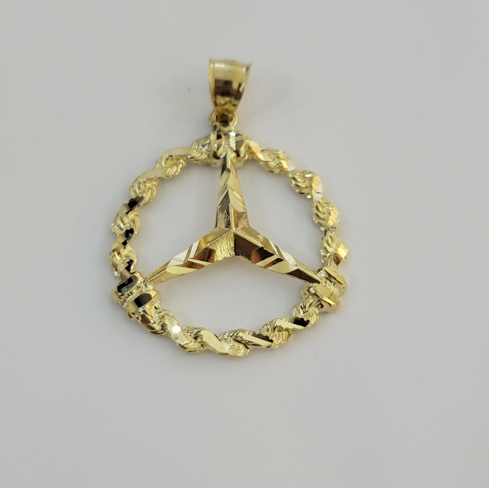 10k Gold Men’s Pendant 10kt Yellow Gold ,UNIQUE Rope Style Charm For Chains,REAL