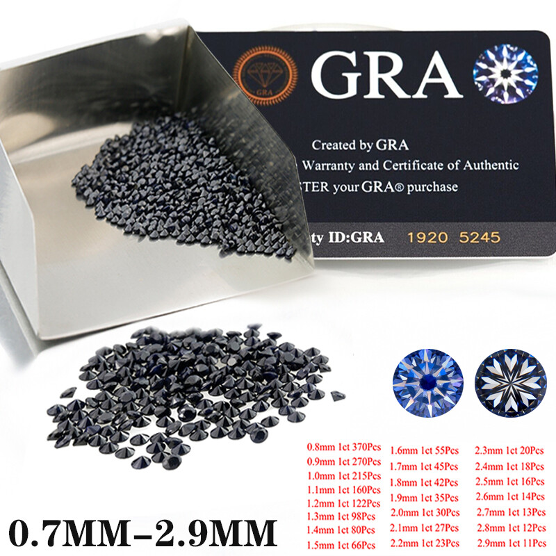 0.8-5mm 1ct Round White D Loose Moissanite Stone VVS1 Brilliant Excellent Cut