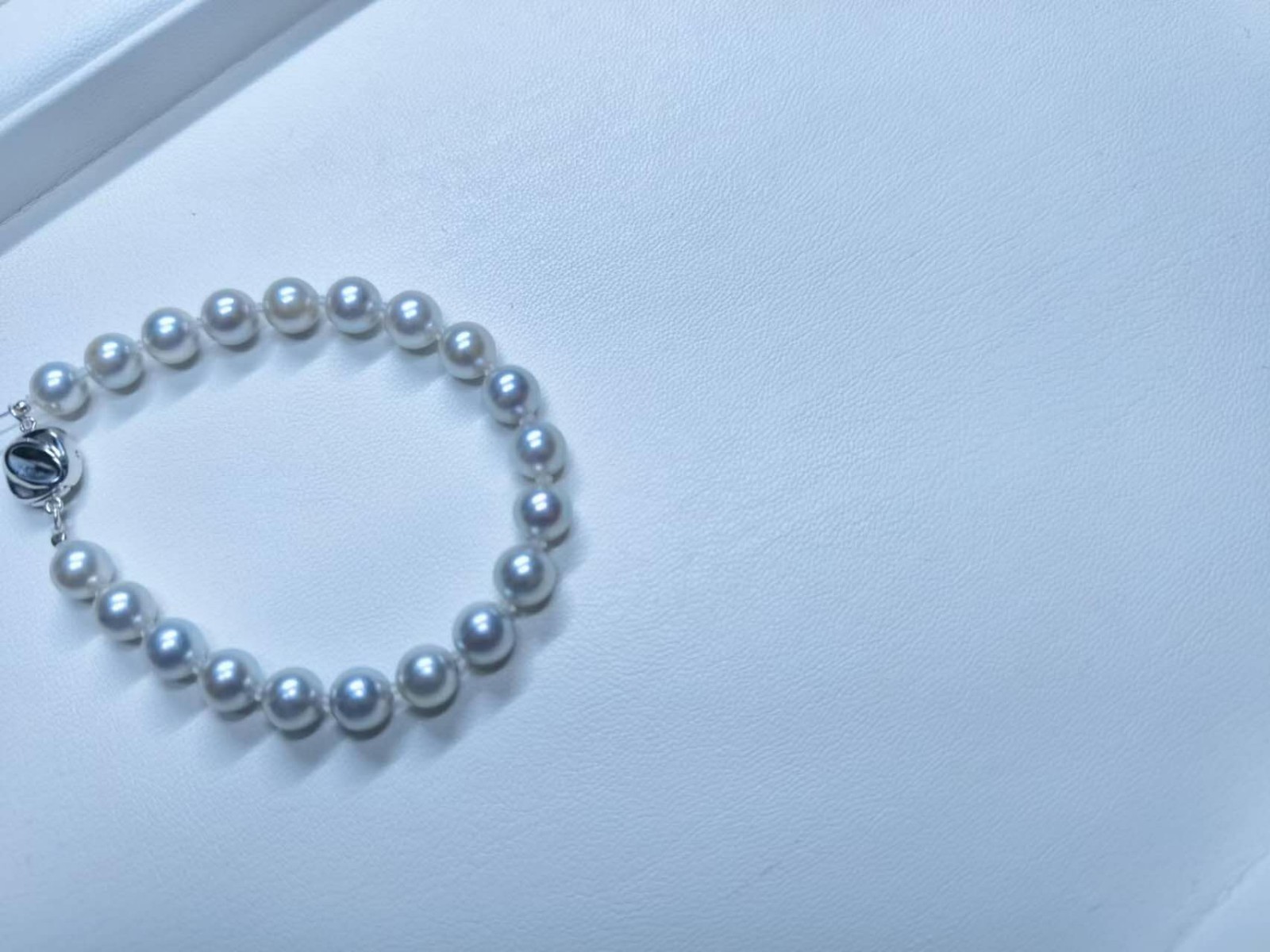 7-7.5mm Japanese Akoya Seawater Pearl Bracelet Silver-Blue Madama Hue 925 Silver