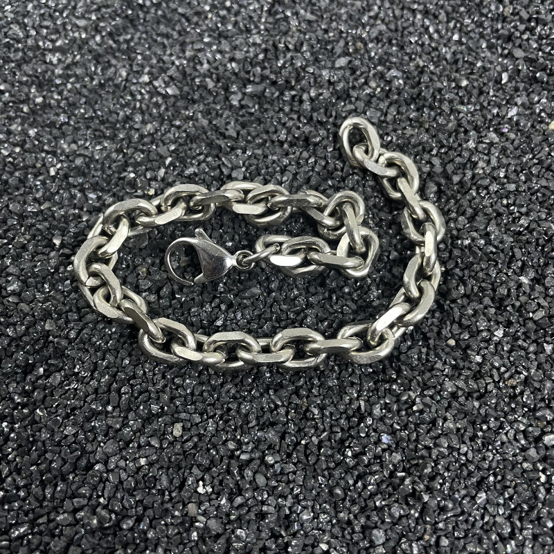 New TA1 Pure Titanium Angle Chain Bracelet 7mm Wide Anti Allergic Length Fashion
