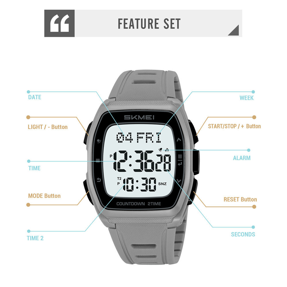 SKMEI Men Watch Countdown Stopwatch Fashion Boys Digital Wristwatch Sport Watch