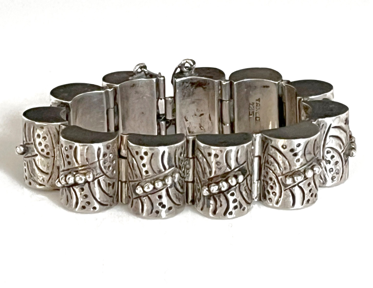 VTG 1960’s TAXCO 925 Sterling Silver Heavy Link Bracelet – Fits Up To 6 1/4″