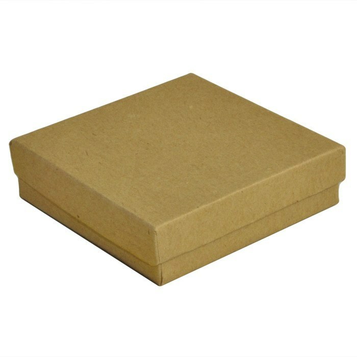 Brown Kraft Paper Cotton Filled Jewlery Gift Packaging Boxes 3.5″ x 3.5″ x 1″