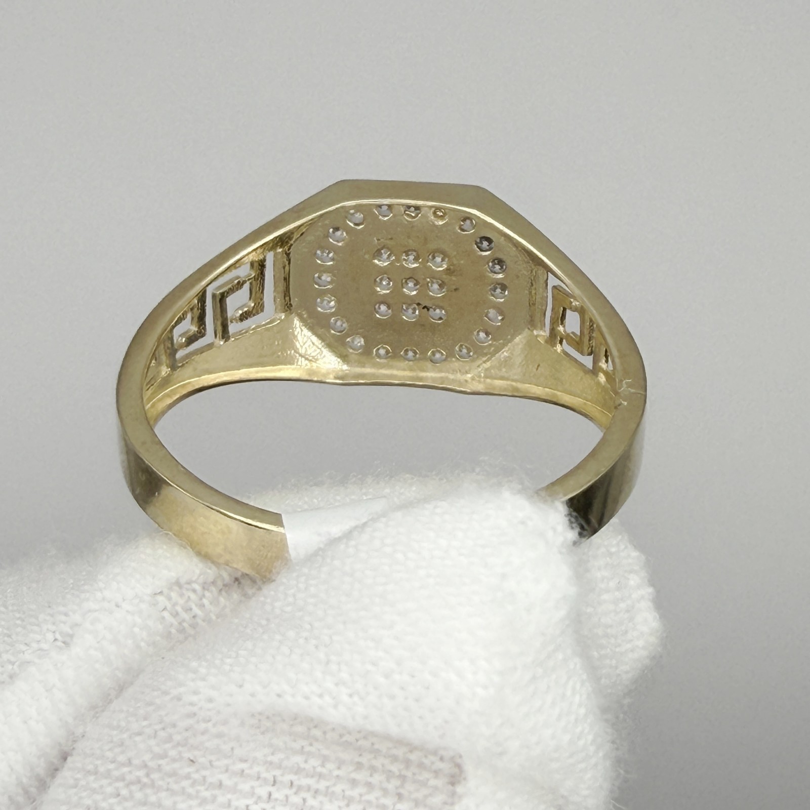 10k Yellow Gold Men Cubic-Zirconia Octagon Head Ring Jewelry Gift For Him