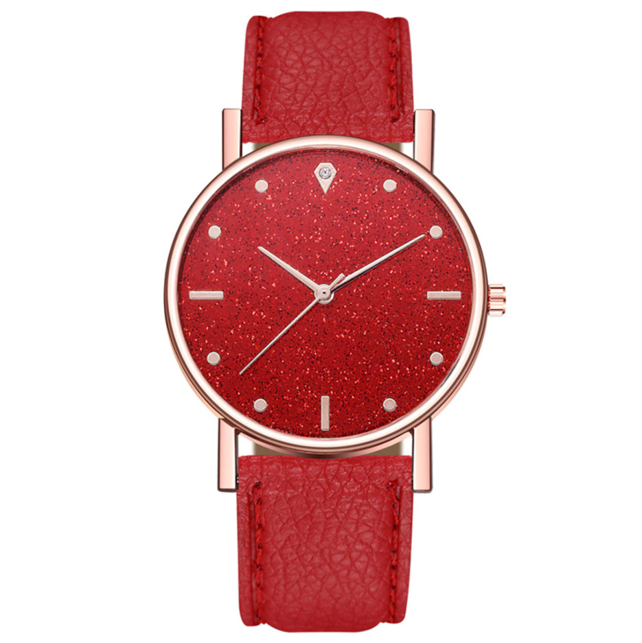 Ladies Sparkle Red Wrist Watches – Women Quartz Analogue Casual Watch