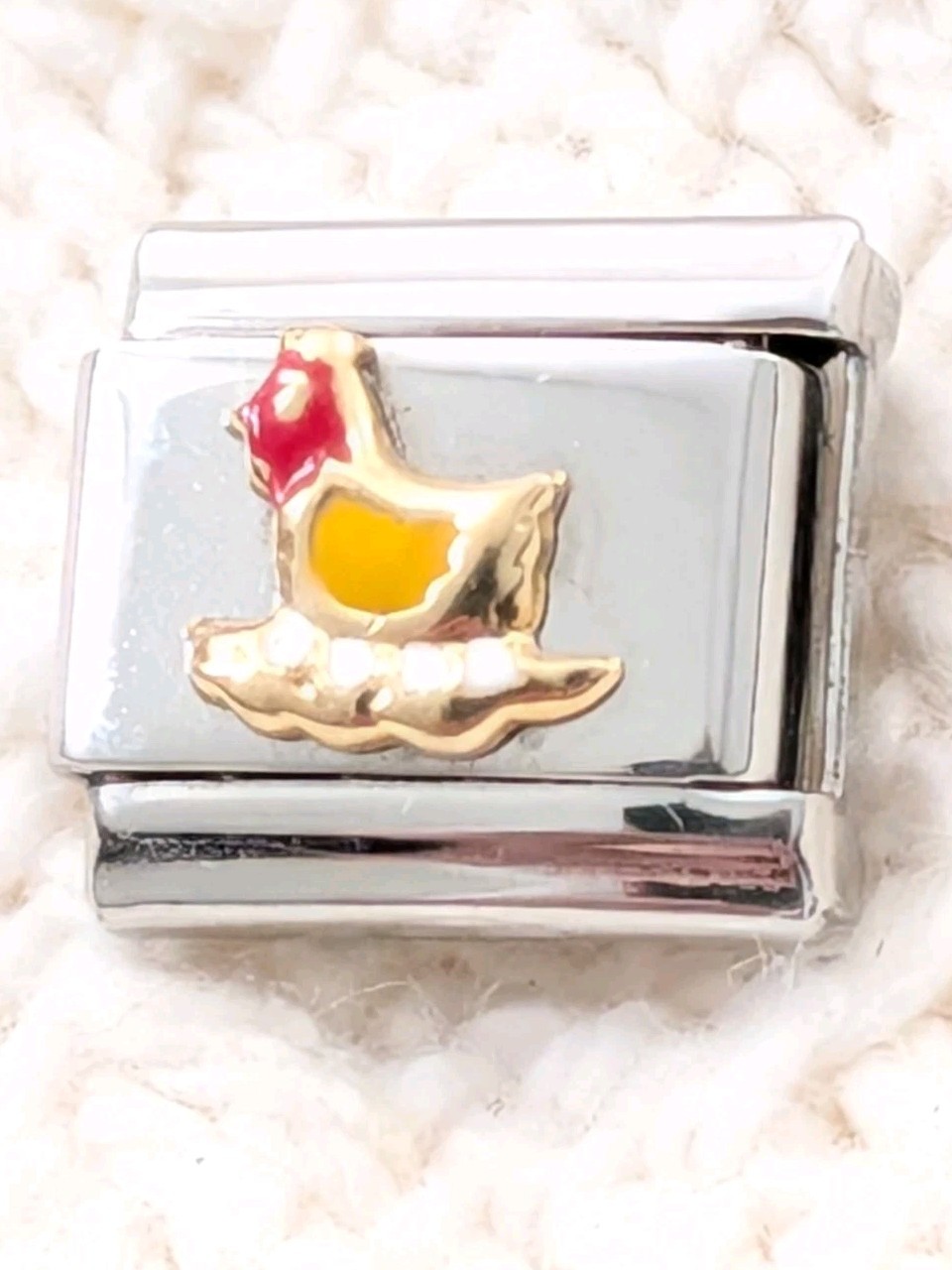 Authentic Patrizia Chicken Laying Eggs Italian Charm Classic 9mm Link R177