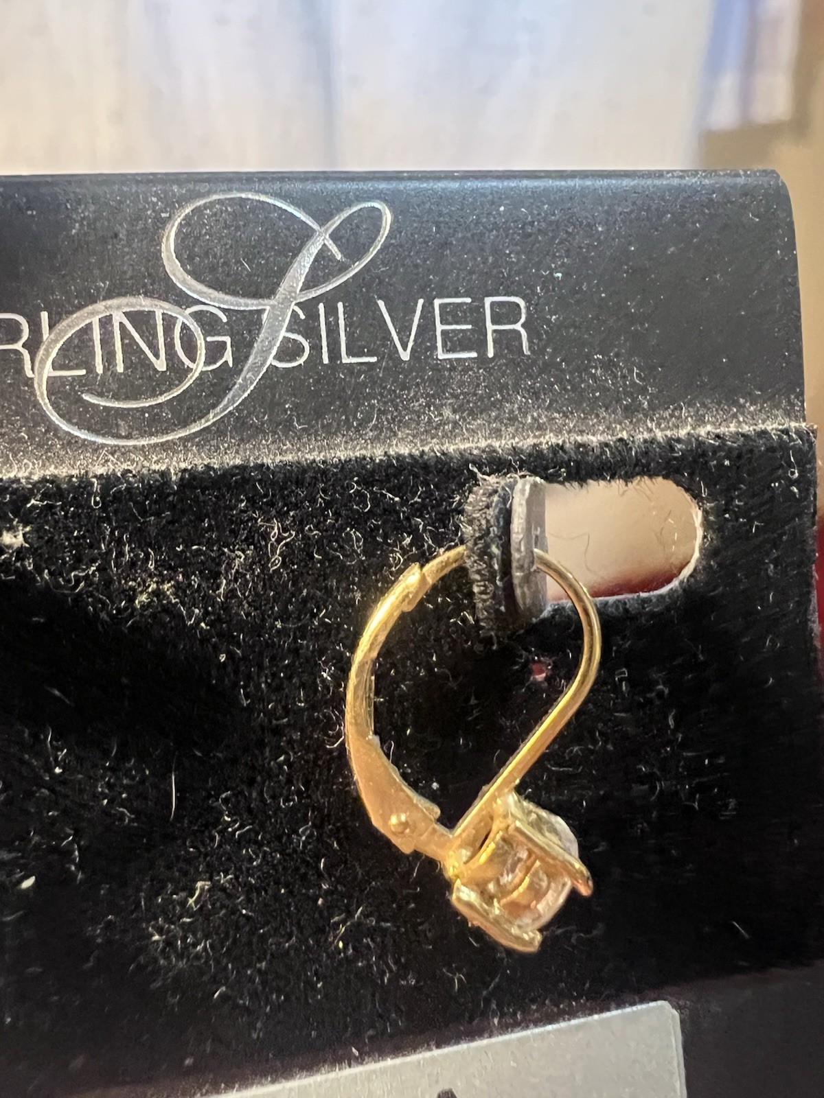 Vtg 24k GP Sterling Silver Cubic Zirconia Dangle Drop Earrings Lever Back