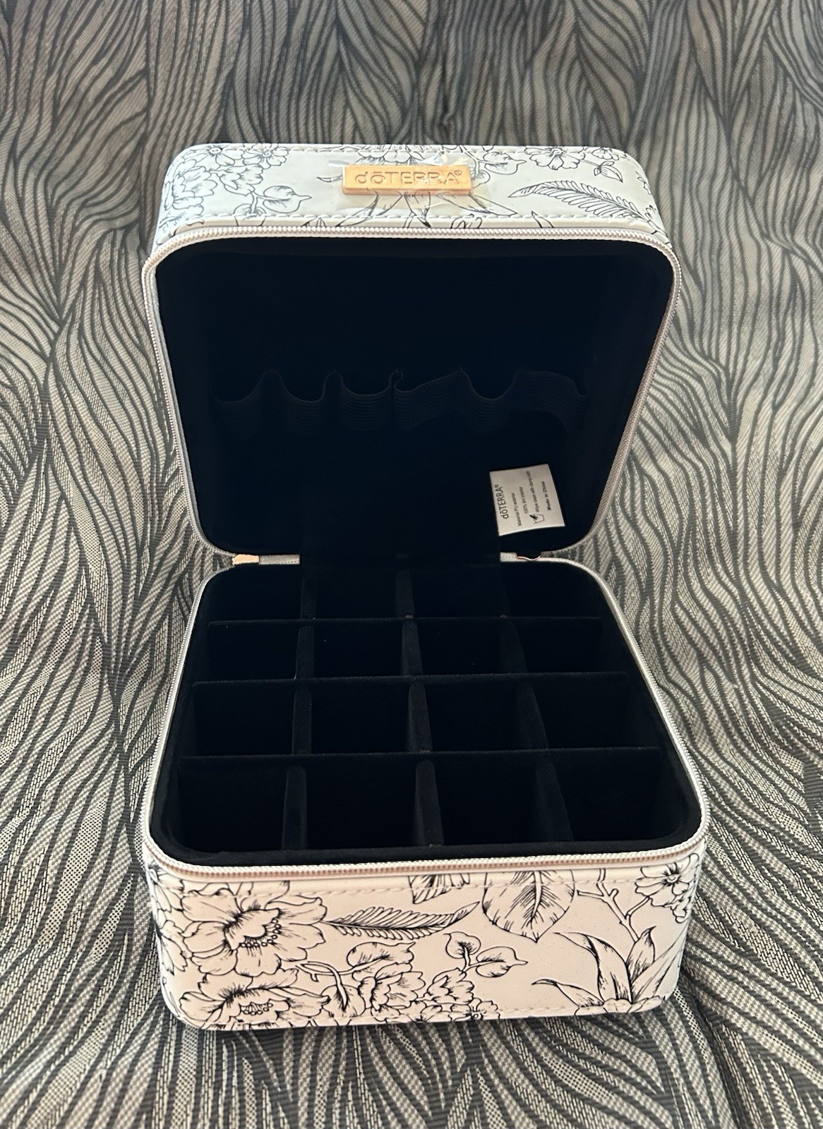 Coterra Floral Zip-Around Jewelry Box w/ Compartments Faux Leather White/Black