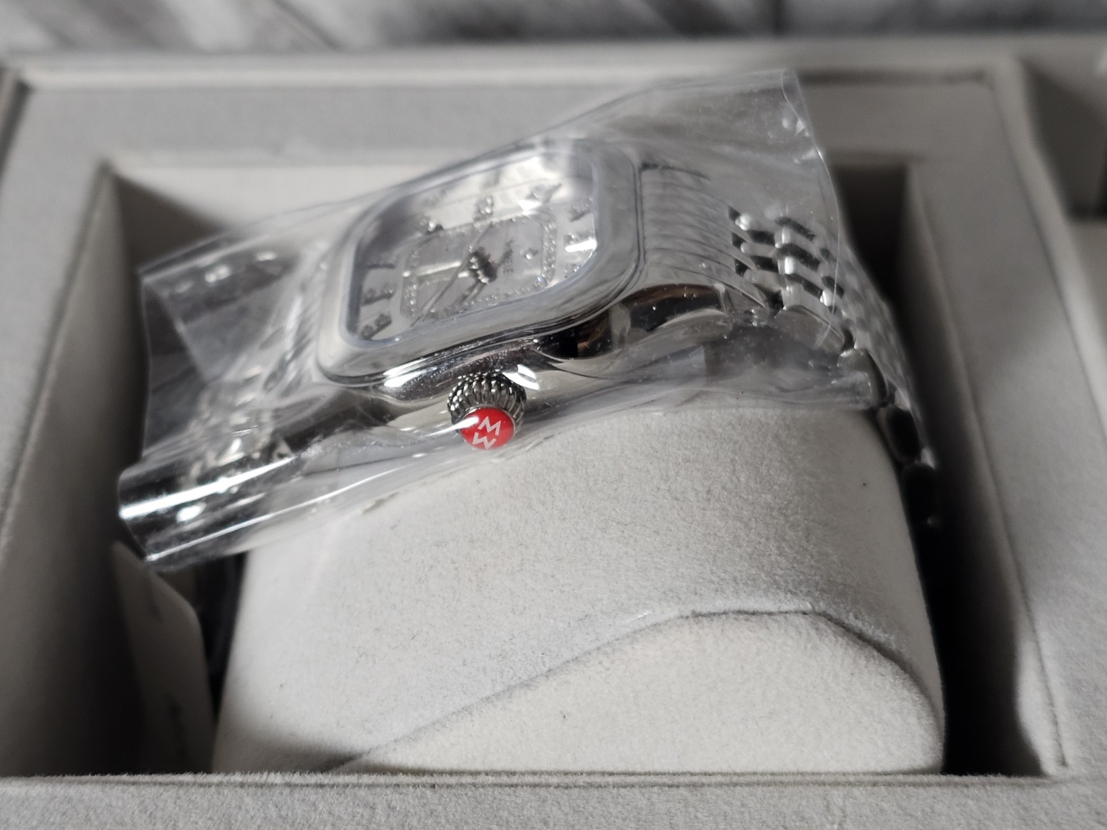 Michele Meggie High Shine Mirror Diamond Dial Stainless Steel Watch MWW33B000012