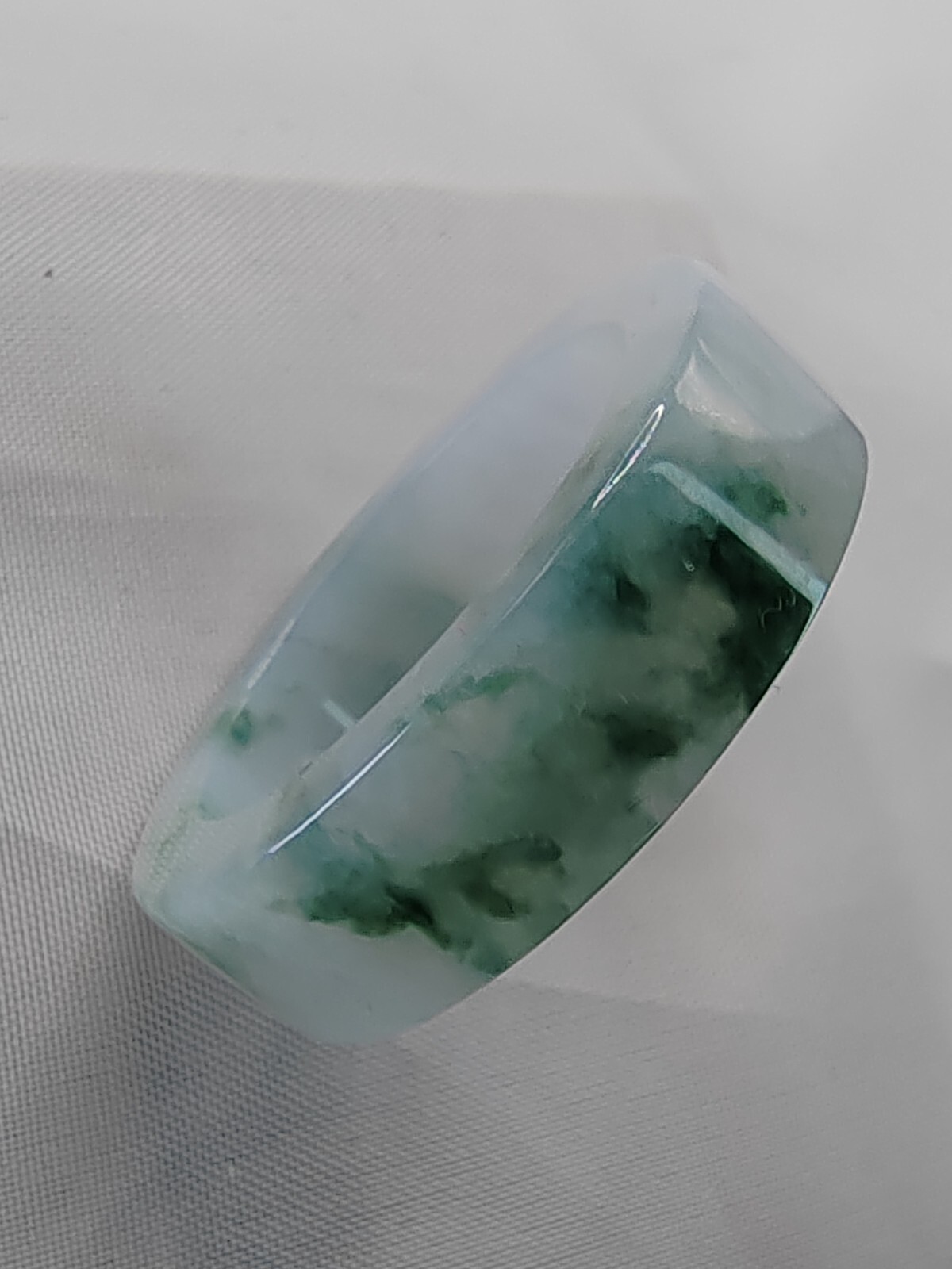 Ice Bluish Green Natural Jadeite Jade Band Ring # US SIZE 13.5 # 22.60mm