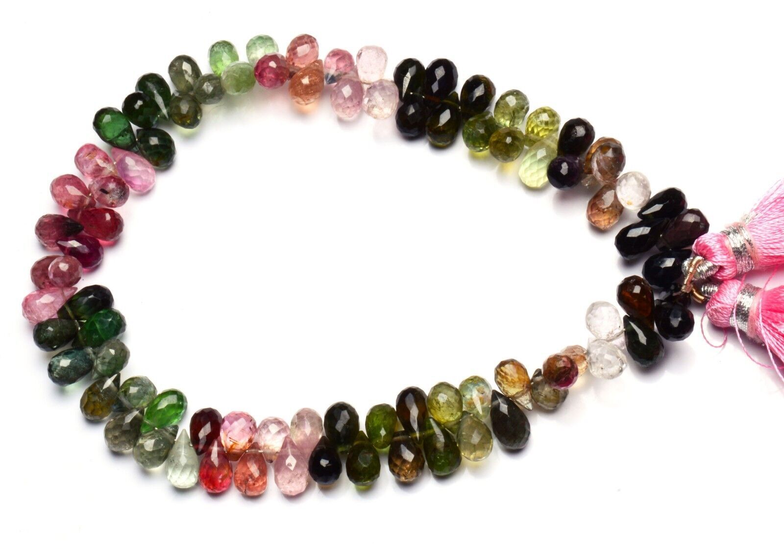 Natural Gem Multi Color Tourmaline 7x5MM Approx Faceted Teardrop Shape Beads 8″