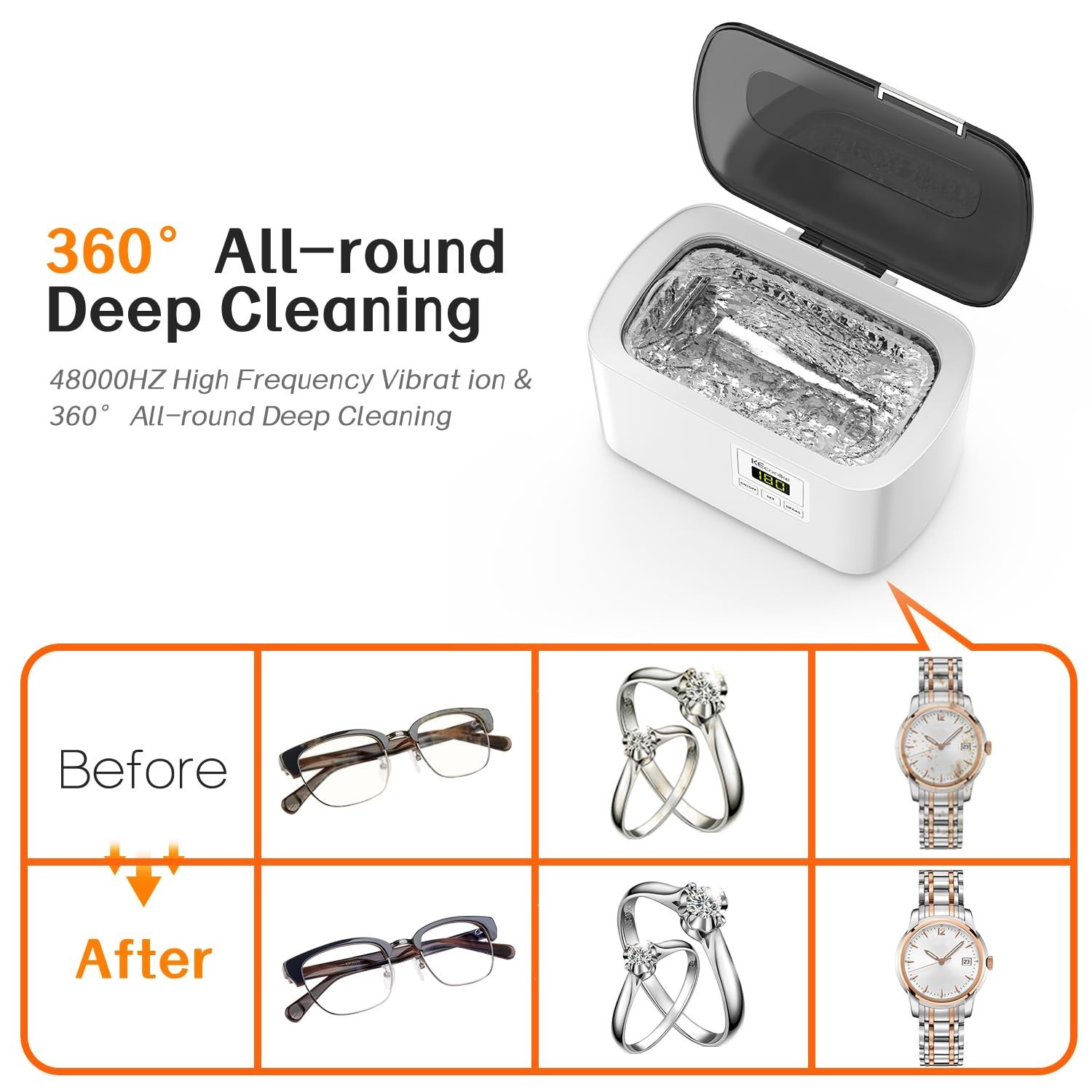 Luxury Ultrasonic Jewelry Cleaning Machine – 600ml Digital Timer Sonic Cleaner