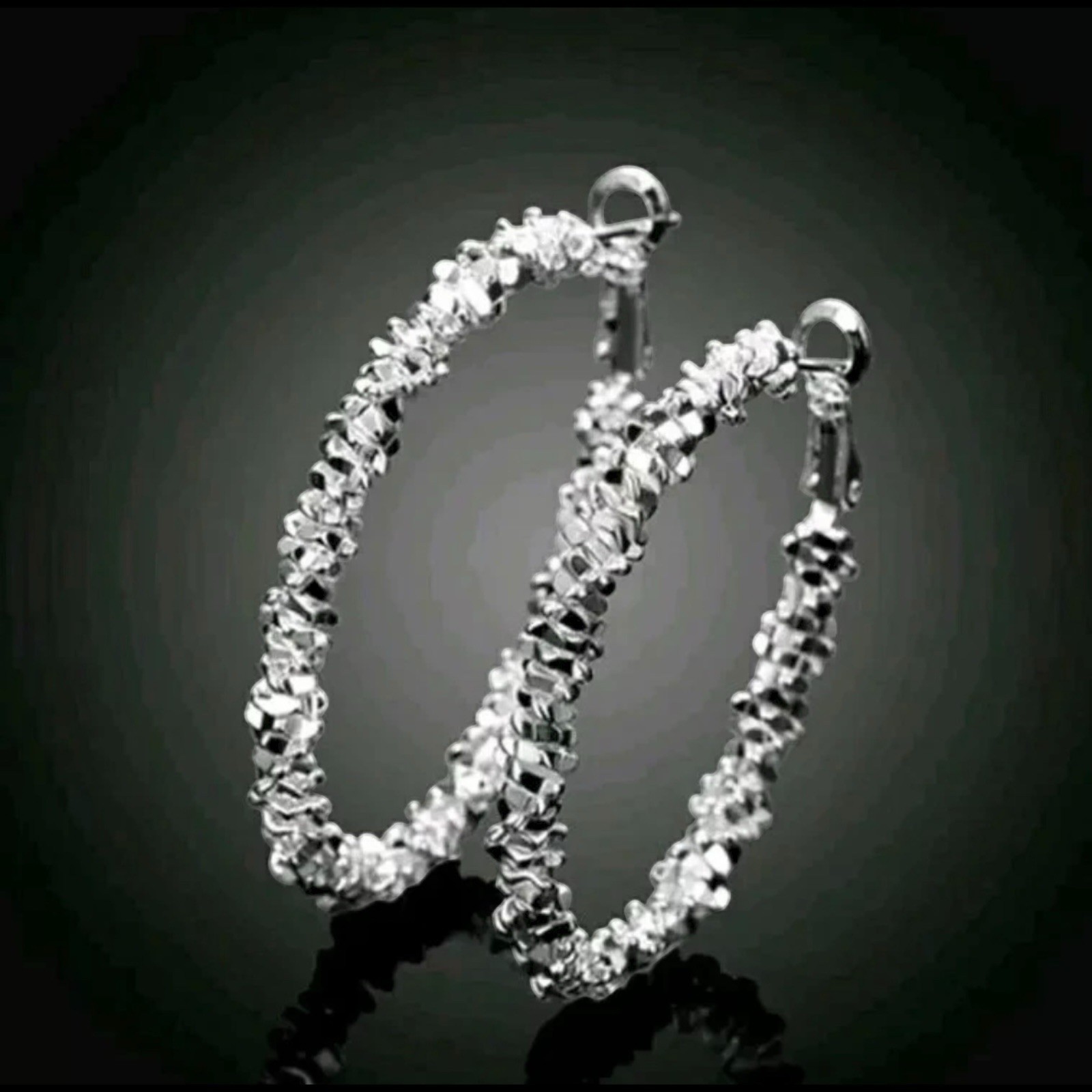 925 Sterling Silver Women Elegant U-Shaped Medium Size Hoop Earrings A23