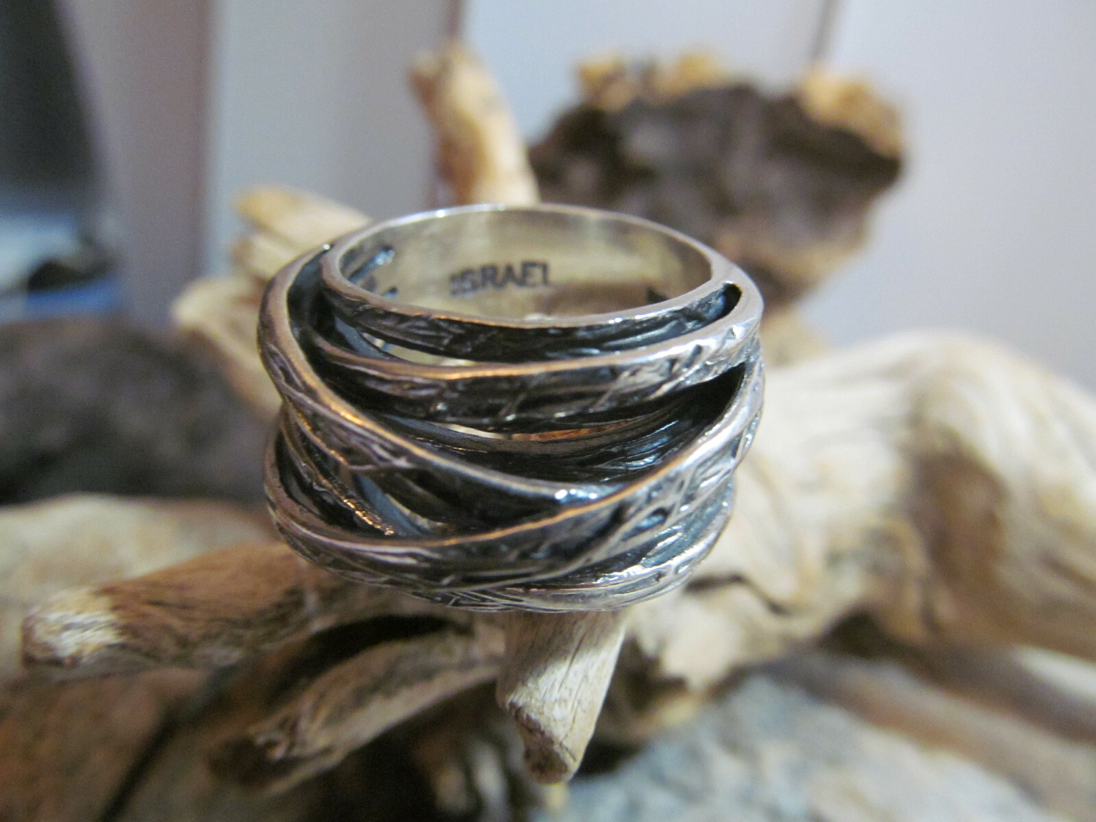 PZ PAZ Creations 925 Sterling Silver Bypass Tree Branches Ring 8.1g 5.75s ISRAEL