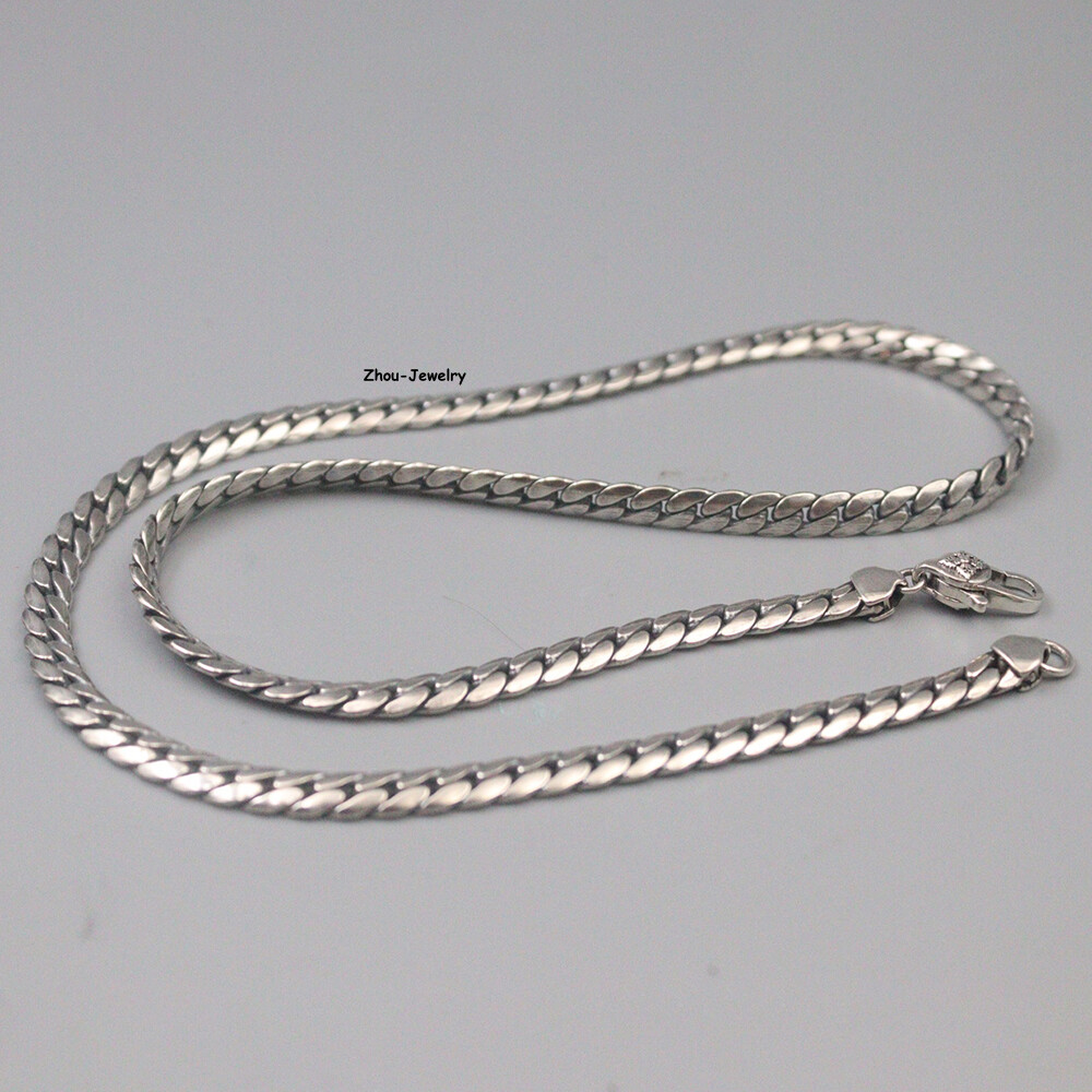 Real S925 Sterling Silver Chain Men 5mm Snake Curb Link Necklace 34-35g 19.6inch
