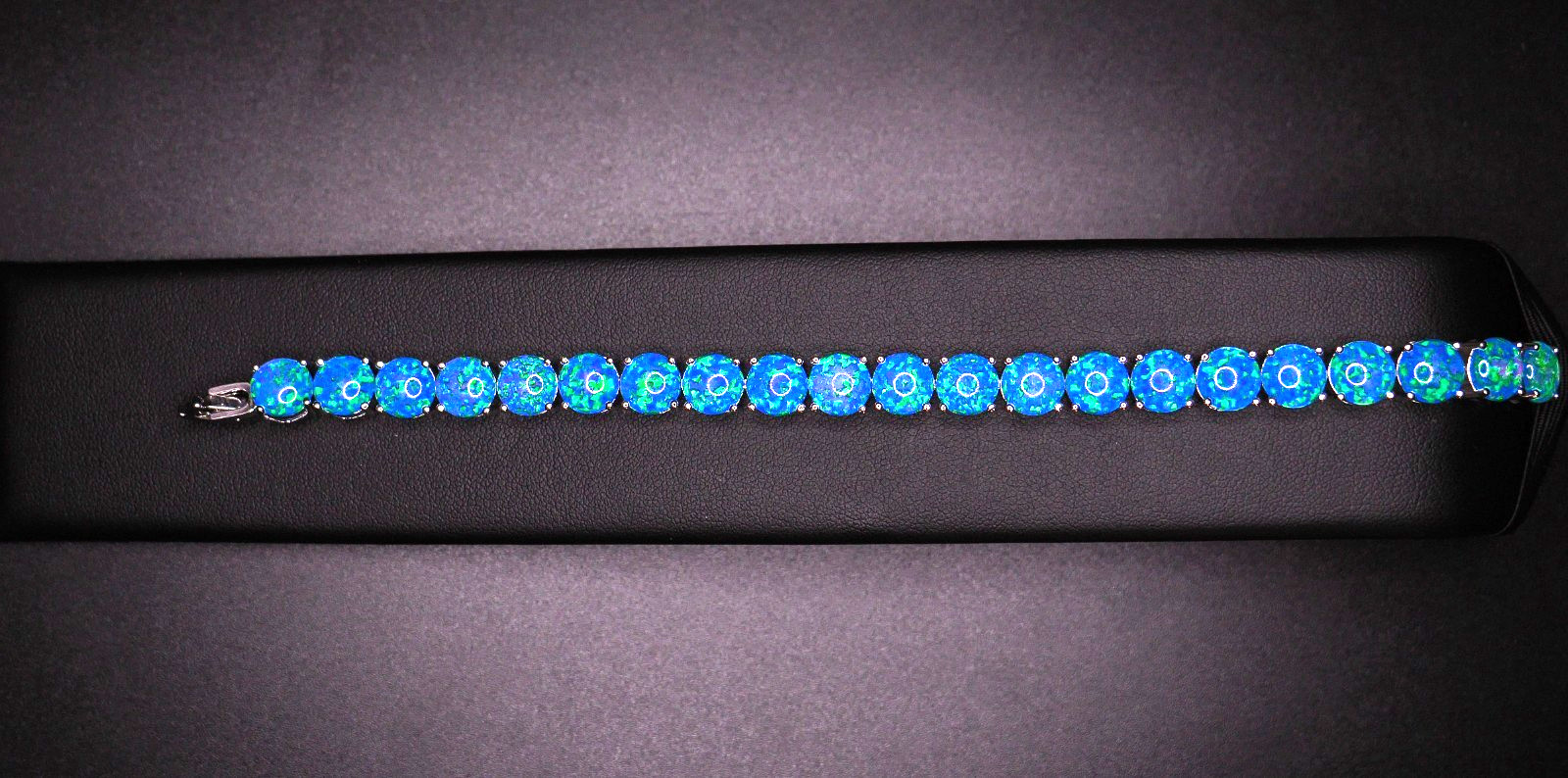 Natural Black Opal Bracelet, Tennis Bracelet, Silver October Birthstone, Opal