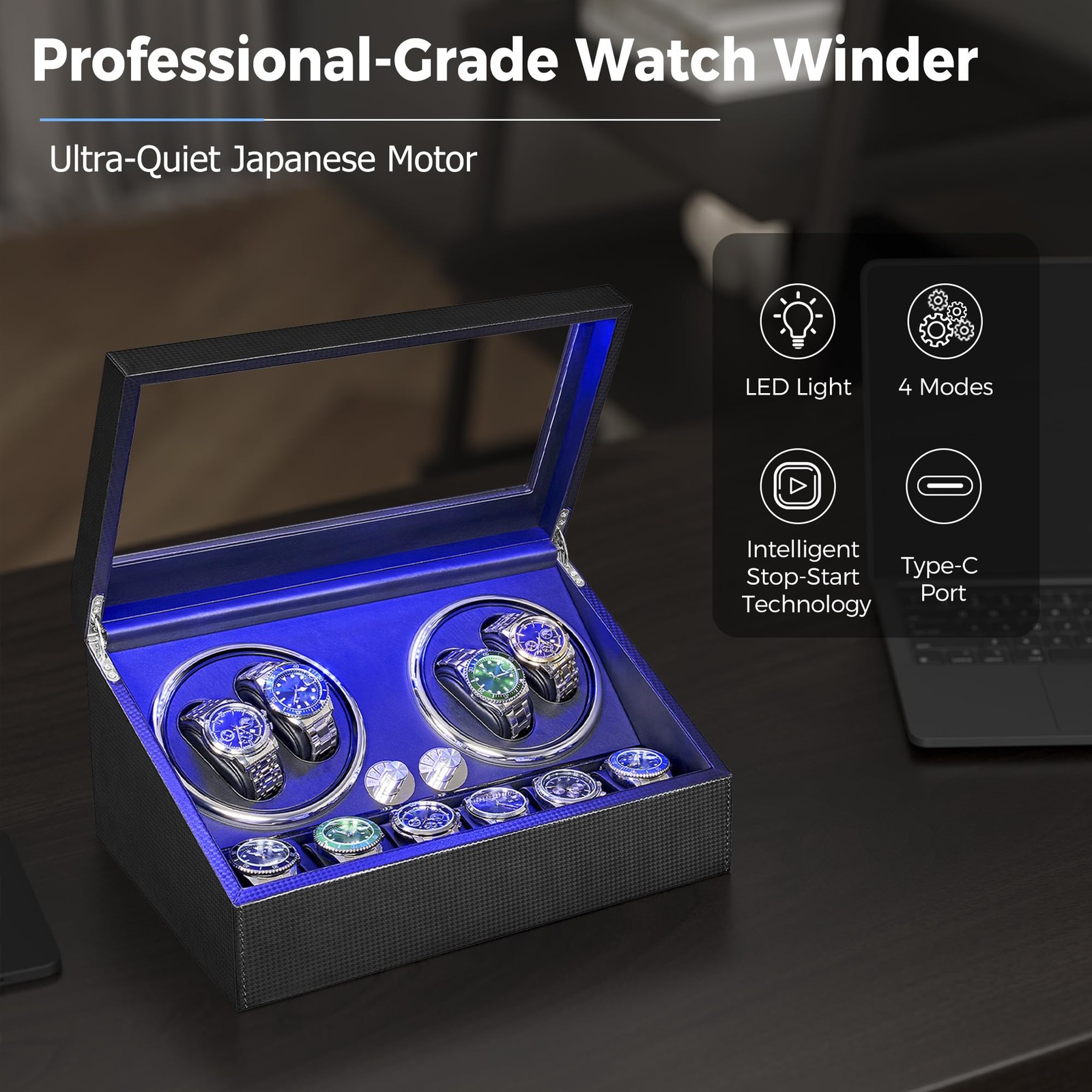 ANWBROAD Watch Winder for Automatic 35.4 cm x 19.9 x 25.5 cm, black