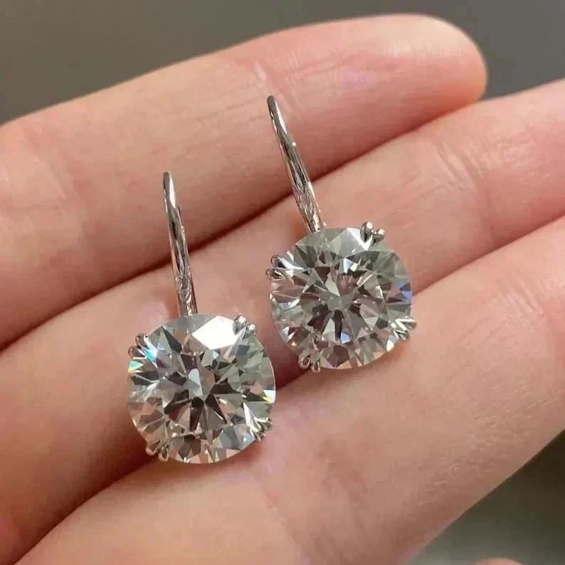 4CT IGI Round F-VS1 Lab Grown Diamond Women Wedding Stud Earrings 14K White Gold
