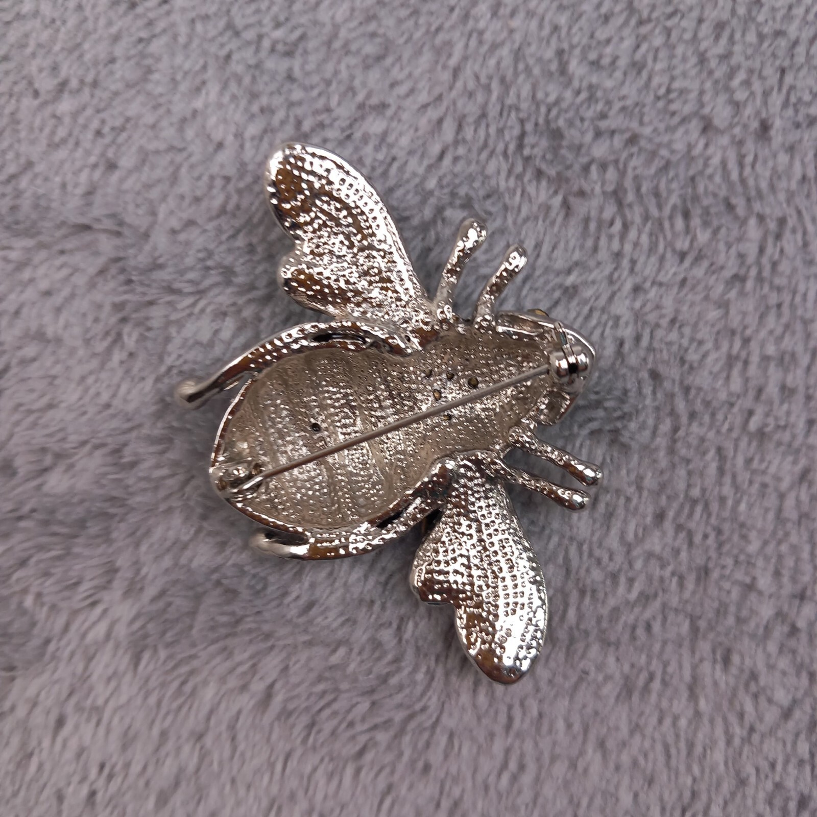 Vintage Silver Rhinestone Bumble Bee Brooch Pin Enamel Insect Y2K One Size