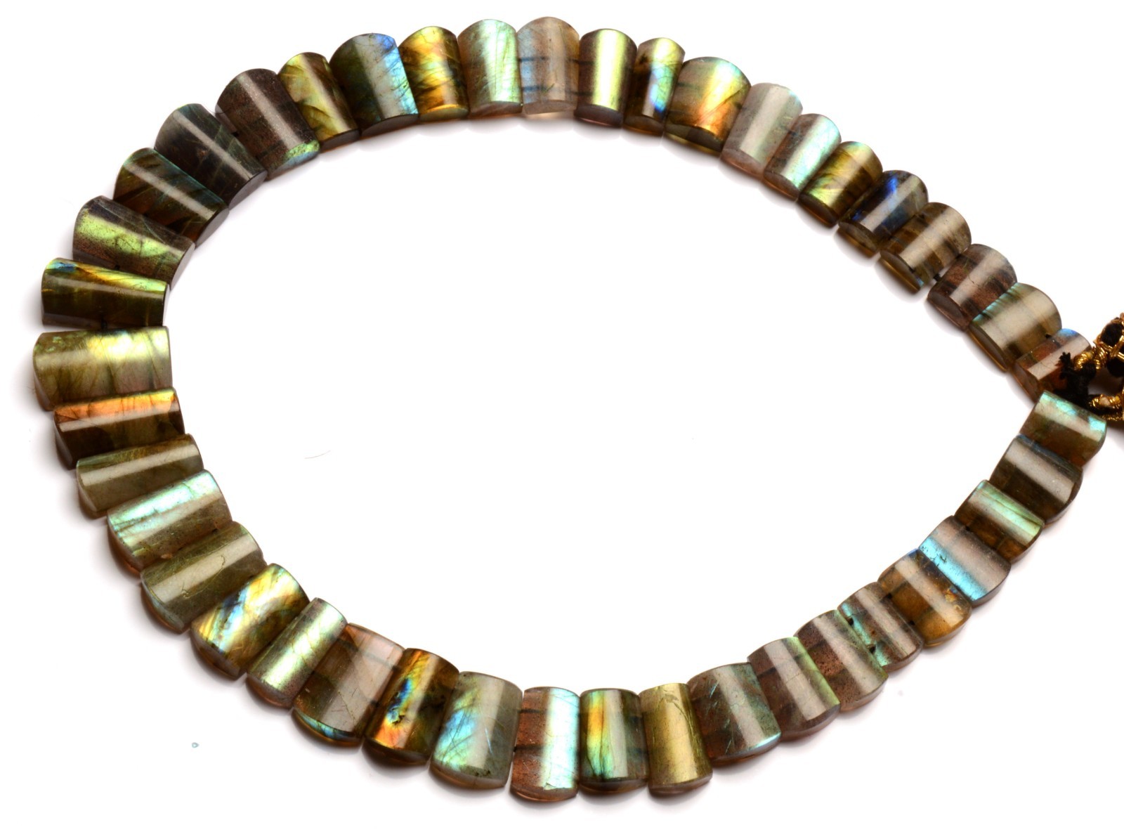 Rainbow Fire Labradorite 11-20mm Faceted Cut Beads Adjustable Length Necklace