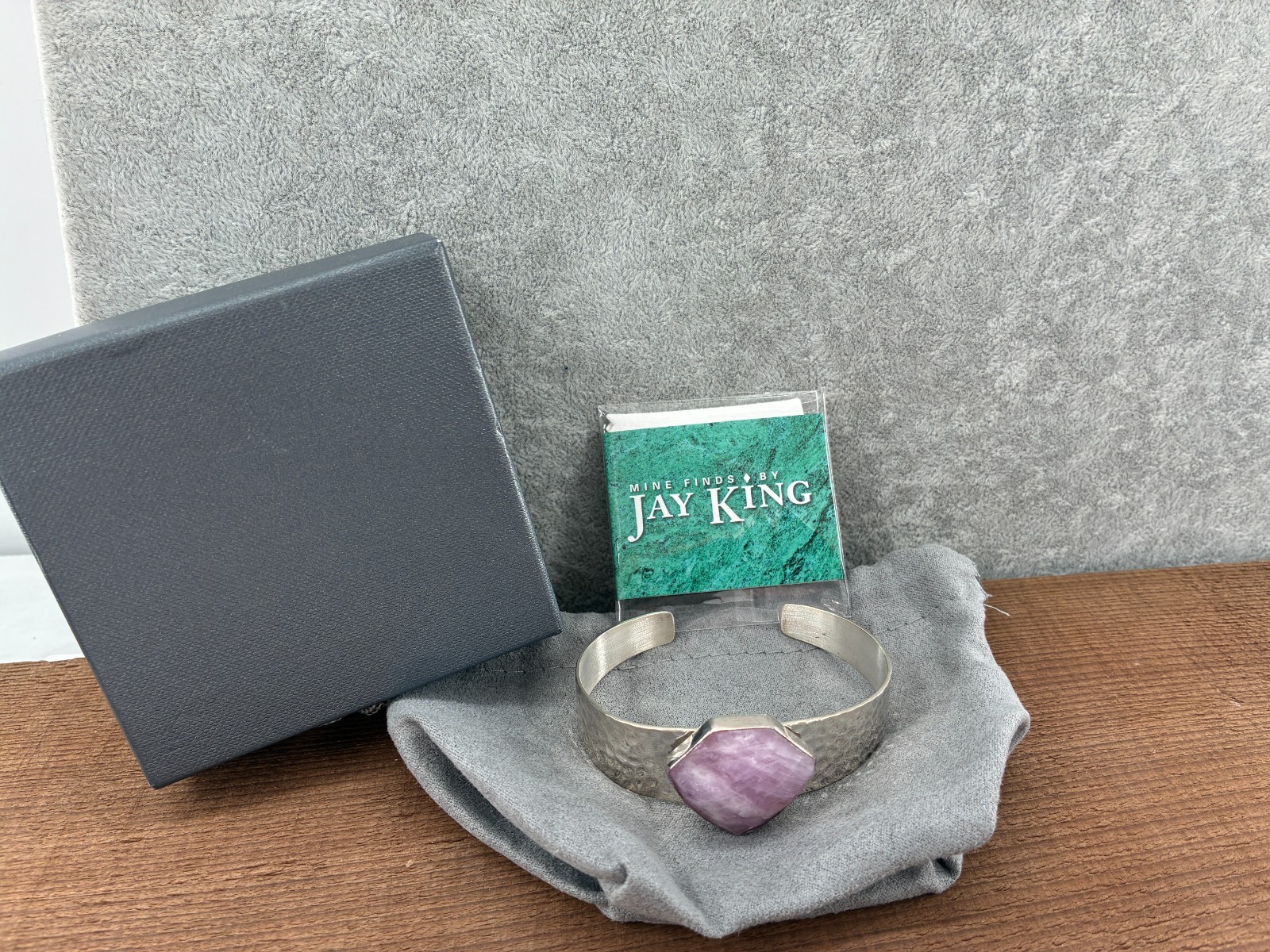 Jay King DTR Lavender Kunzite Hammered Sterling Silver Cuff Bracelet HSN Box 6in