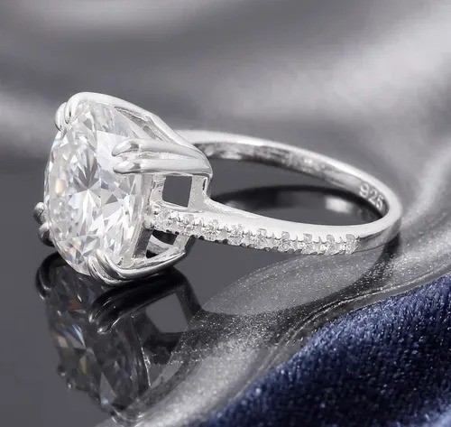 Rare 6.67 Ct Certified Round White Diamond Ring, Great Luster 925 Silver