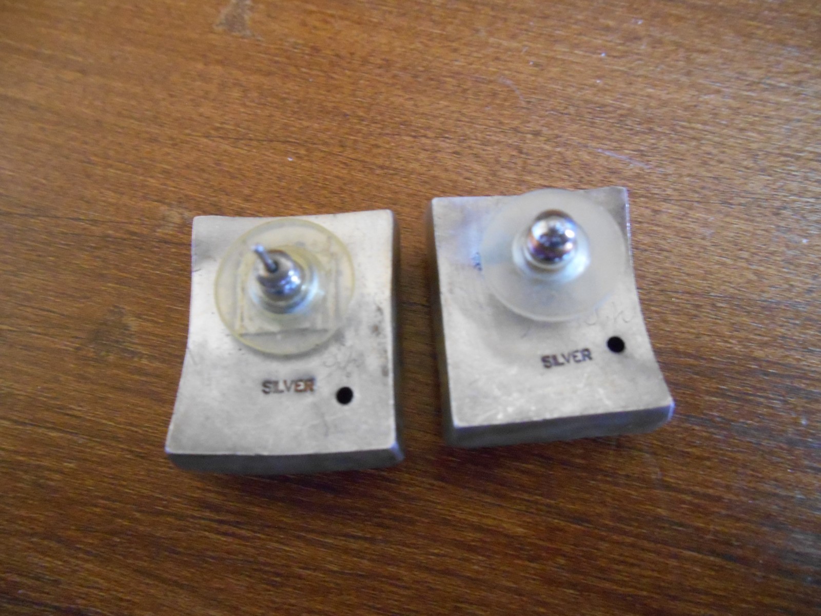 Hand Made Silver Earrings Pierced Type with Brass and Copper Overlay