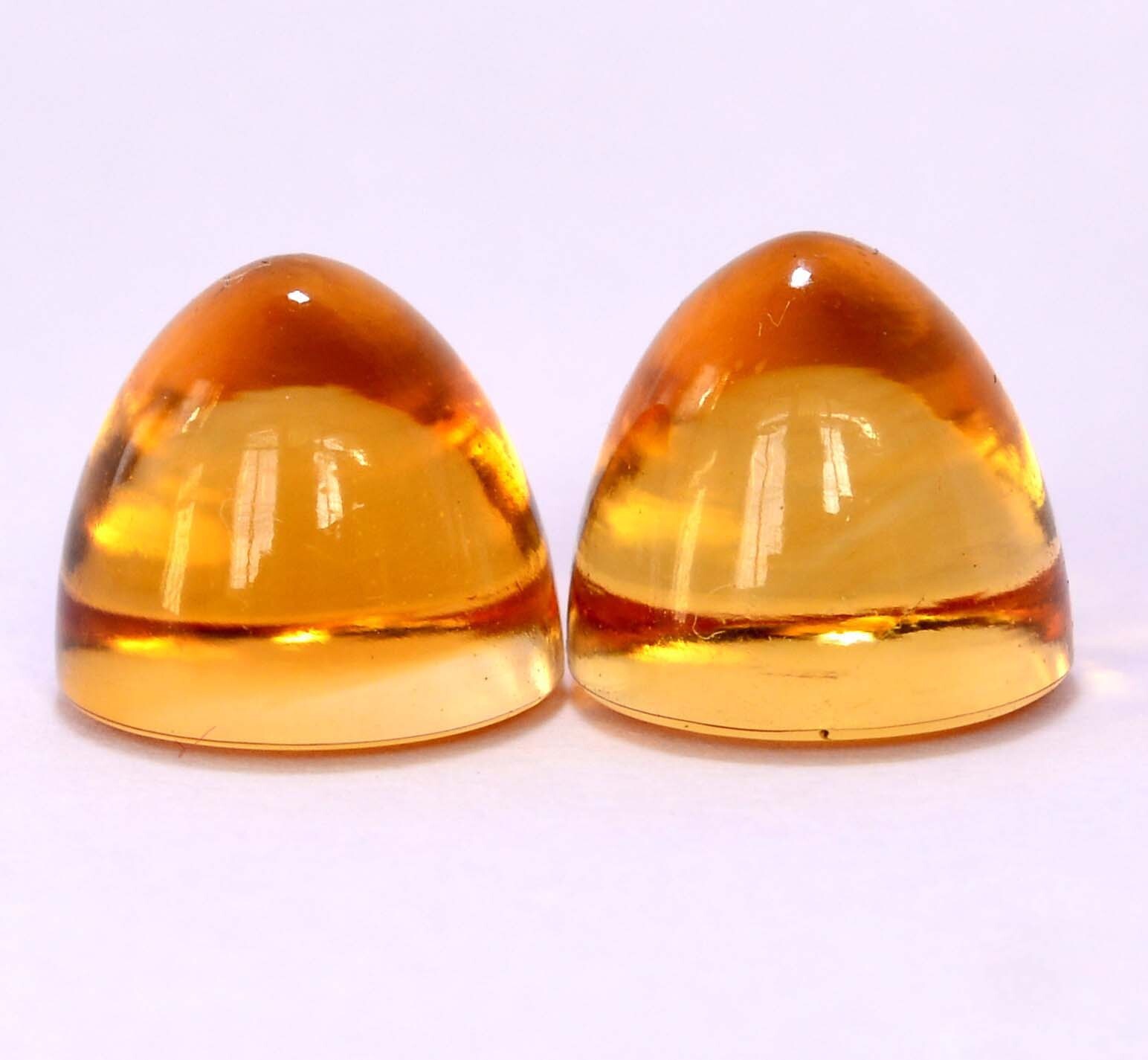 11 mm Natural Citrine Bullet Shape Cabochon Pair 16.66 Cts Golden Loose Gemstone
