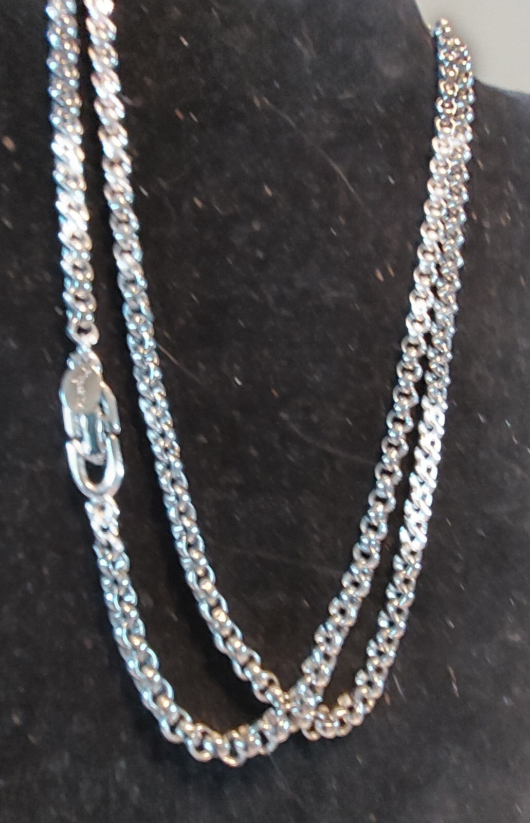Roget TM Big Links Chain Necklace Silver Tone 36 Inch Classic Simple Vintage