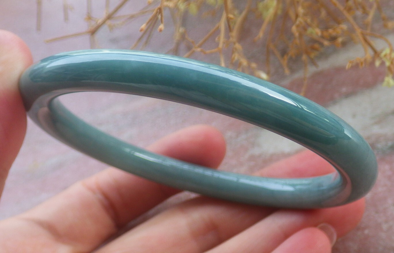 Video Certified Green Natural A JADE Jadeite Circle Bangle Bracelet 61mm 202367