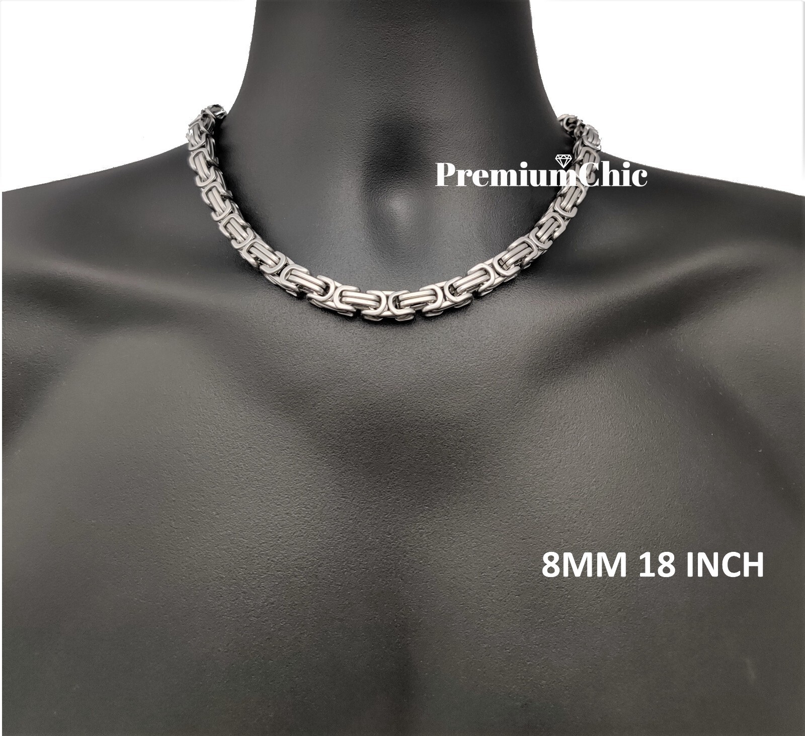18″-30″ HEAVY STAINLESS STEEL NOT PLATED Byzantine Box Necklace Mens Jewelry 8MM
