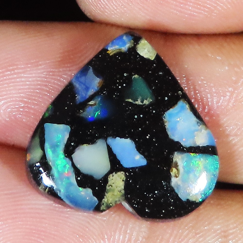 8.10 Cts Ethiopian Composite Opal Heart Cabochon Opal Gemstone 21x20x3 mm lp-191