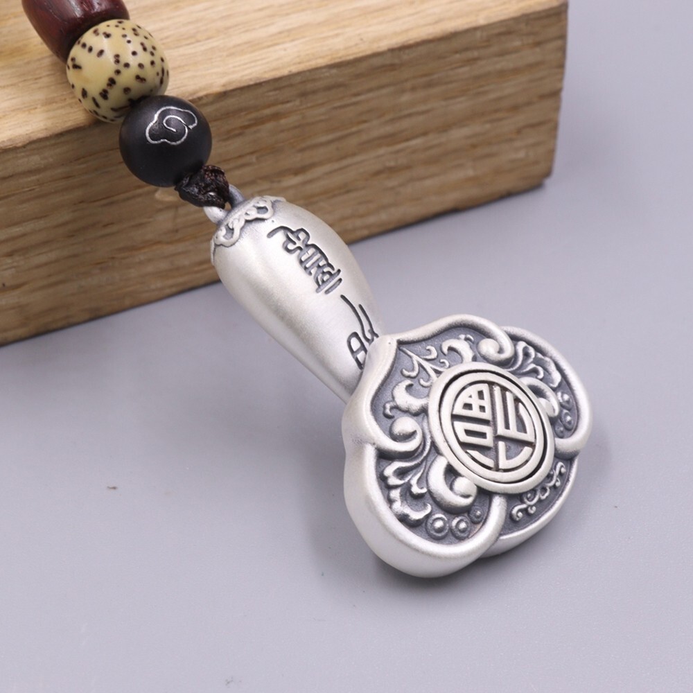 Solid 999 Fine Silver Lucky Pendant – Ruyi 如意 Blessing Pendant 40mm H 22-24G