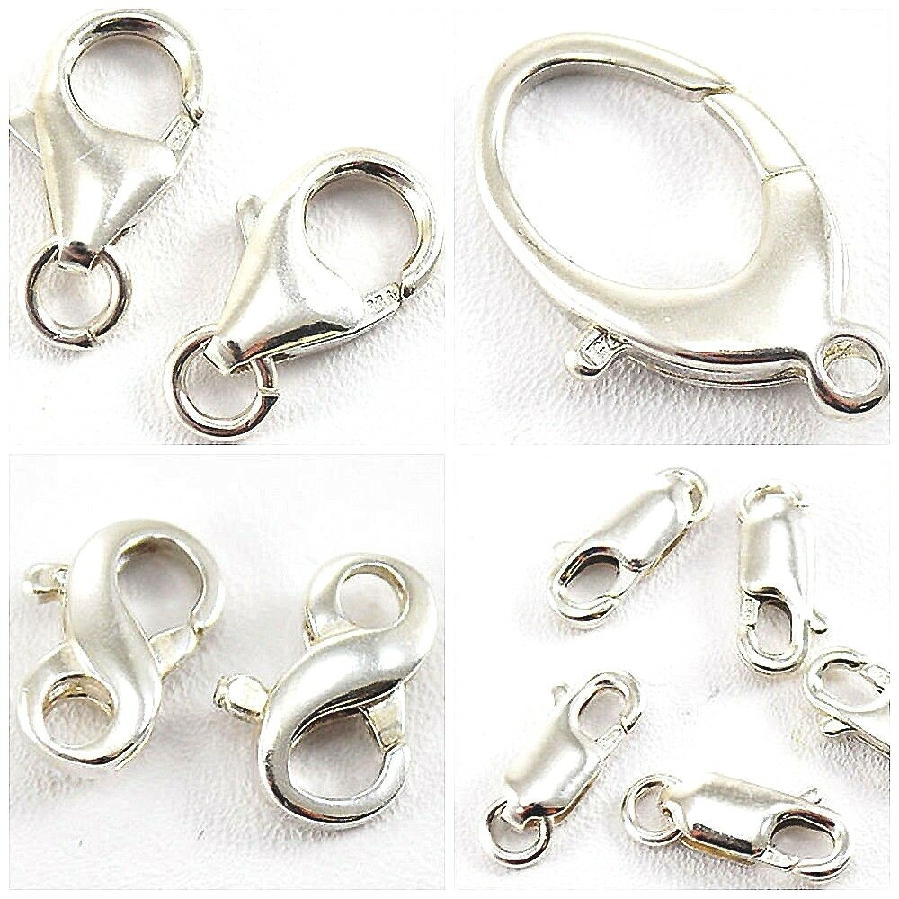 .925 Sterling Silver Lobster Claw Clasp 5mm 6mm 7mm 8mm 9mm Made in USA Findings