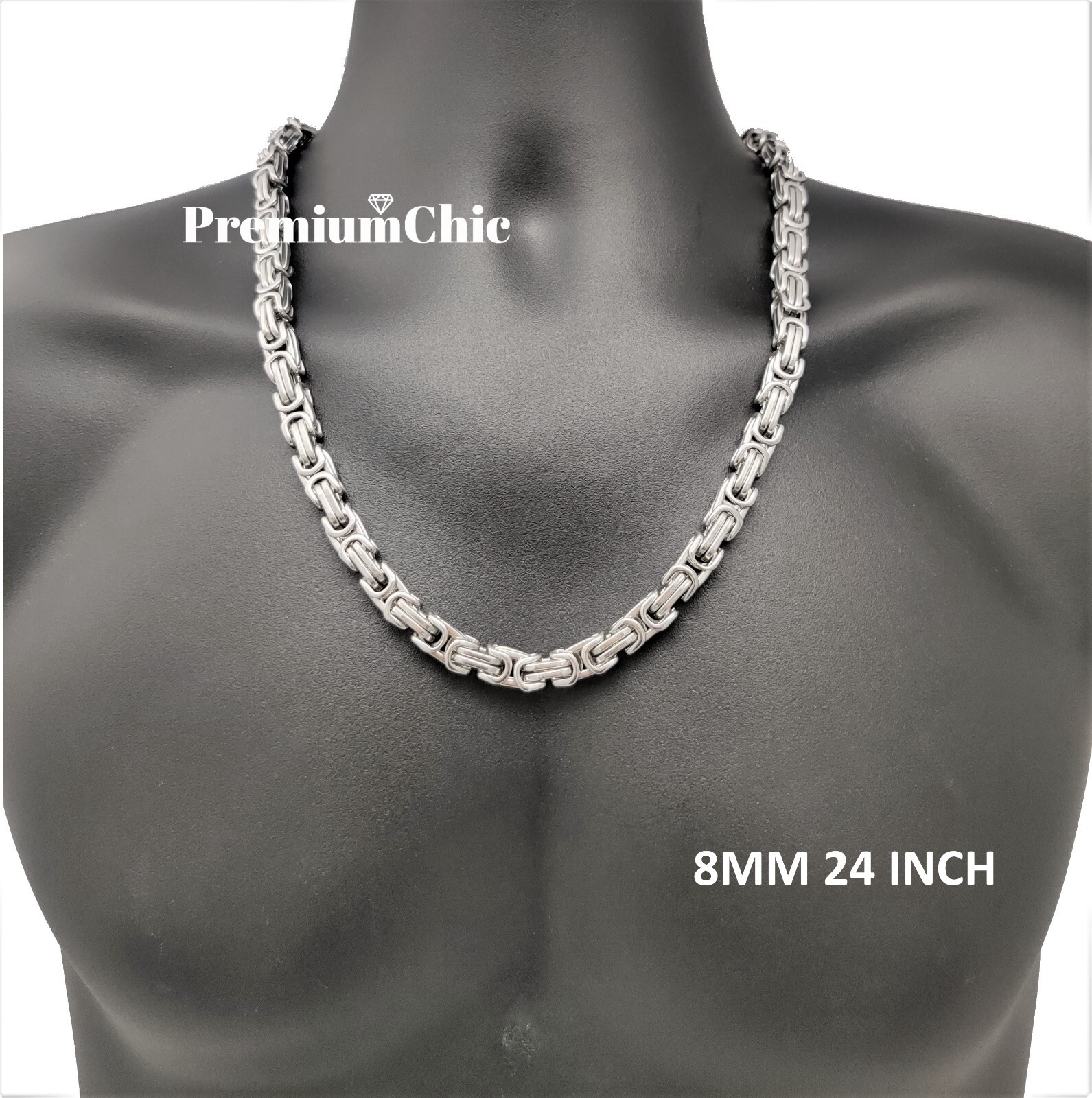 18″-30″ HEAVY STAINLESS STEEL NOT PLATED Byzantine Box Necklace Mens Jewelry 8MM