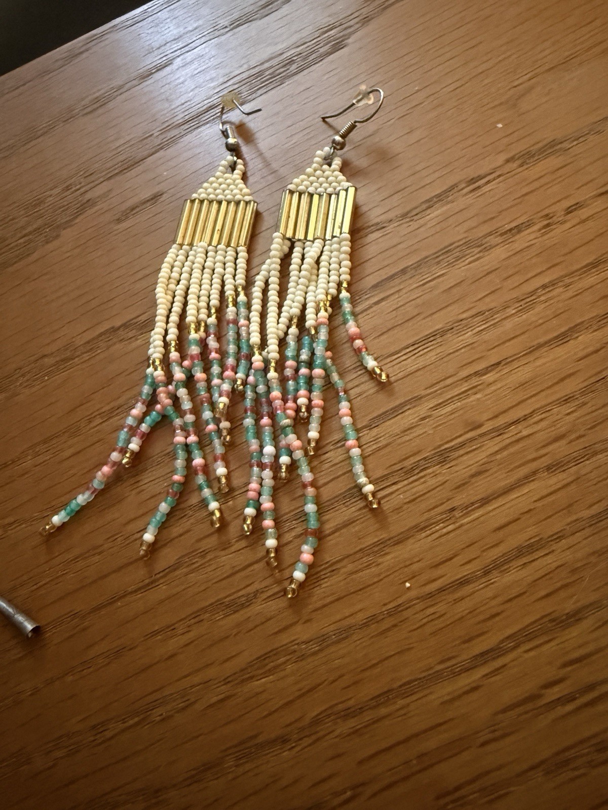 Multicolor Beaded Tassel Fringe Dangle Drop Hook Earrings for Lobe